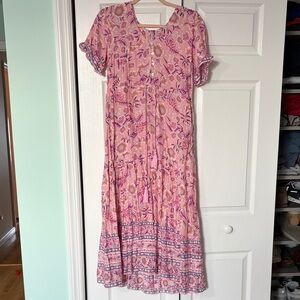 Petal & Pup Pink Floral Tiered Maxi Dress